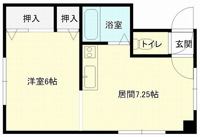 札幌マンスリーマンションのコーポ中の島Ｒ　２０１ 間取り図